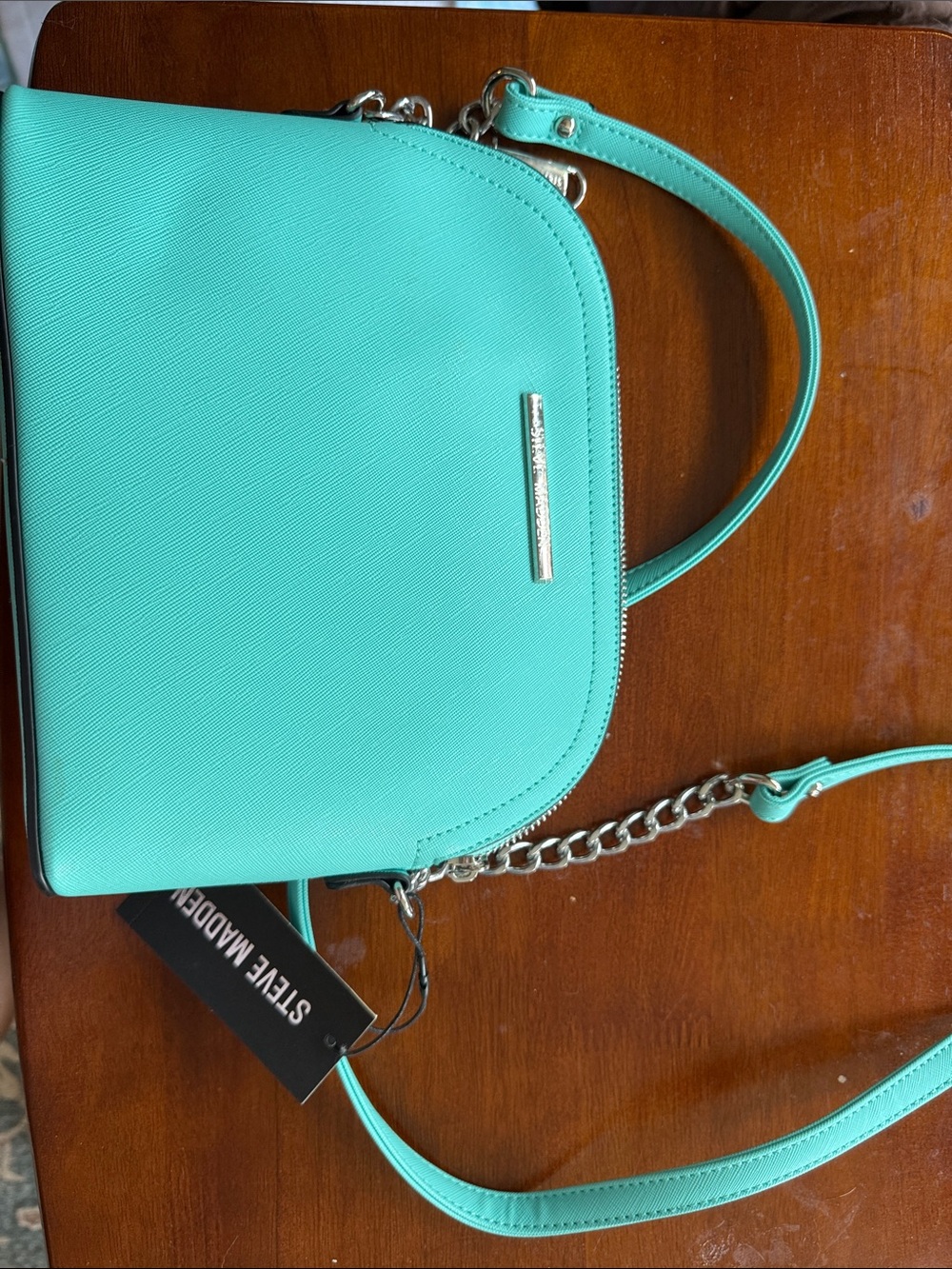 Steve Madden Turquoise Crossbody Bag with Silver Chain
